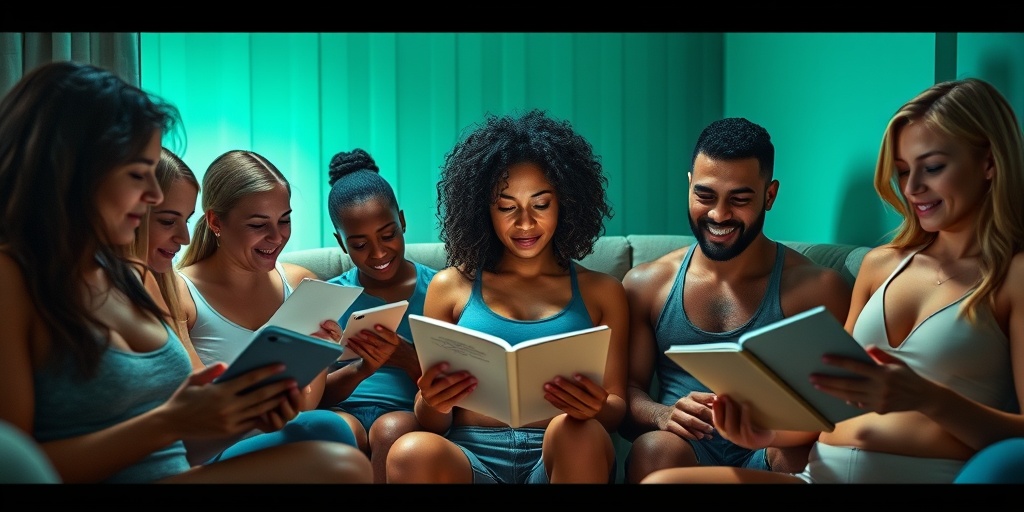 Individuals track their fitness progress in a cozy space, celebrating milestones with determination and motivation.  5.png