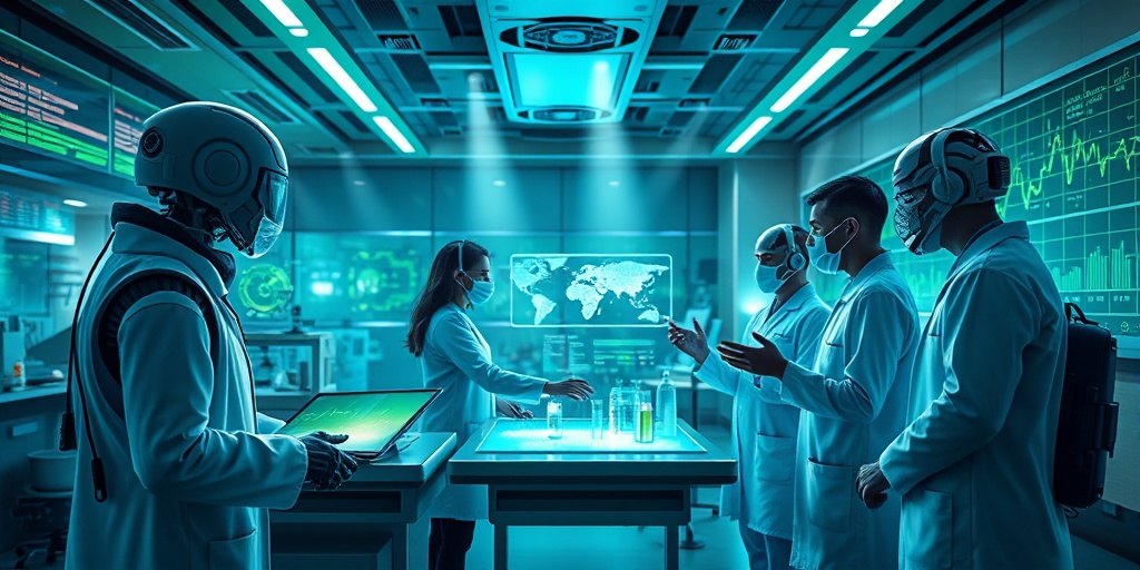 Researchers collaborate in a futuristic lab, utilizing advanced technology to explore new treatments for Glucocerebrosidase Deficiency.  5.png