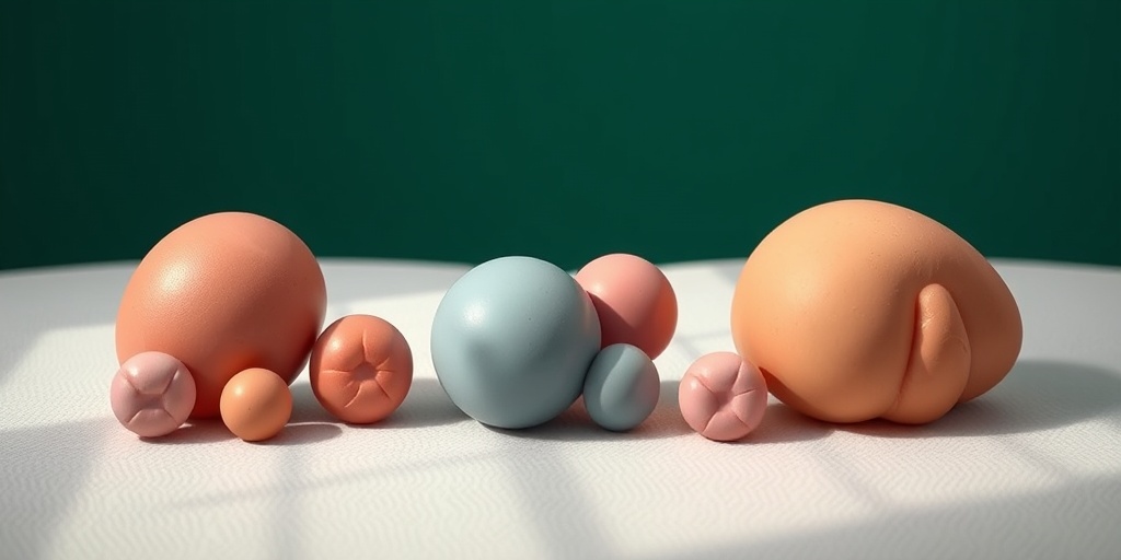 Various benign breast lumps displayed on a soft surface, accurately represented with a subtle green background. 2.png