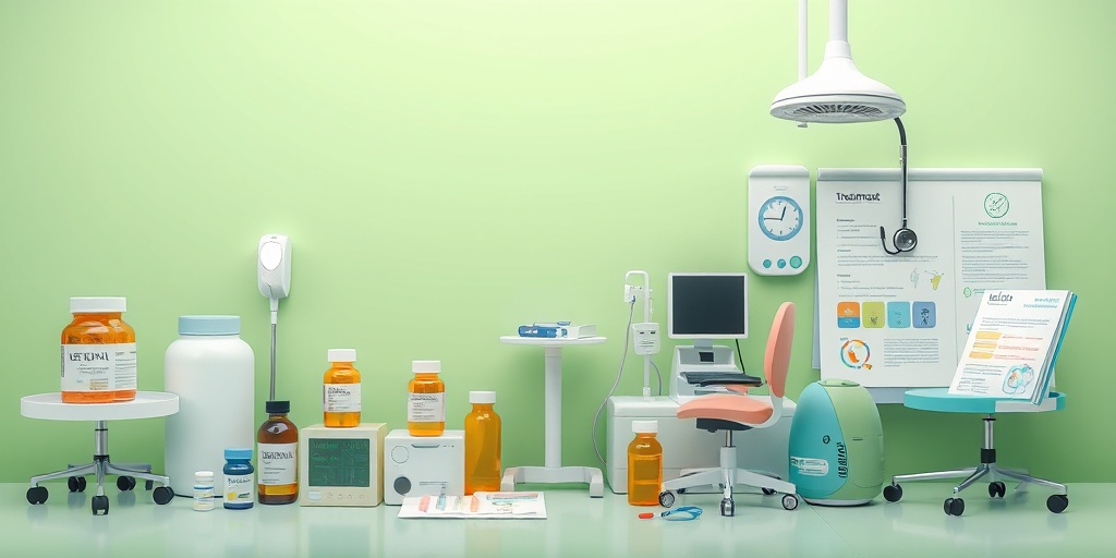 Various treatment options for Balo Disease are displayed in a calming green clinical setting, promoting hope and healing.  4.png