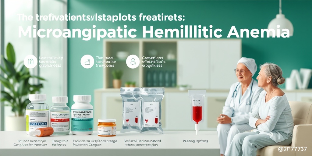 Various treatment options for Microangiopathic Hemolytic Anemia displayed in a modern clinic, emphasizing patient-provider interaction.  4.png