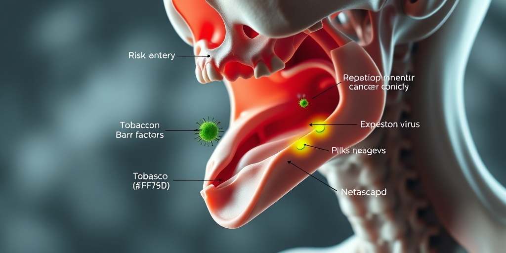 3D render of the nasopharynx, illustrating risk factors like Epstein-Barr virus and tobacco exposure in photorealistic detail.  3.png