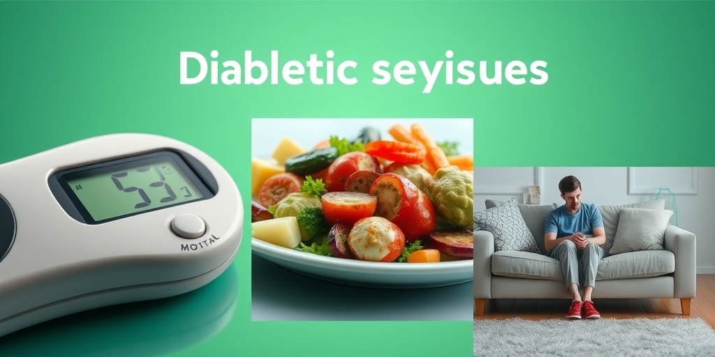 A collage highlights diabetic eye risk factors, featuring a blood sugar monitor and unhealthy food against a harmonious backdrop. 3.png