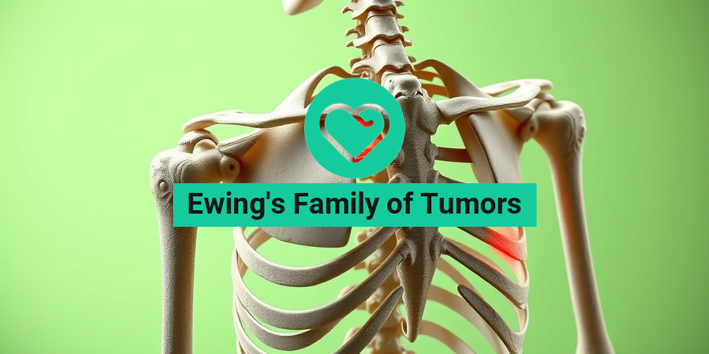 A detailed 3D render of human bones highlighting Ewing's Tumors, set against a soft green background symbolizing hope. • Yesil Health AI