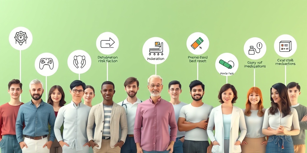 A diverse group illustrating low blood pressure risk factors, set against a calming green and creamy white background.  3.png