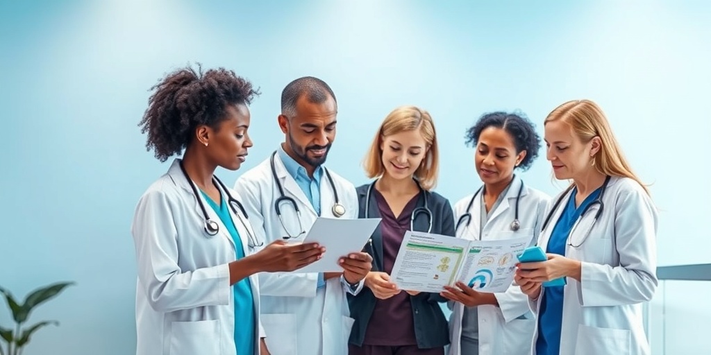 A diverse group of healthcare professionals discusses treatment plans in a modern clinic, symbolizing hope and collaboration.  5.png