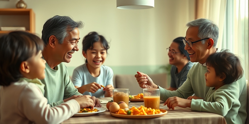 A family shares joyful moments together, showcasing resilience while living with Sudanophilic Leukodystrophy in warm, inviting lighting. 4.png