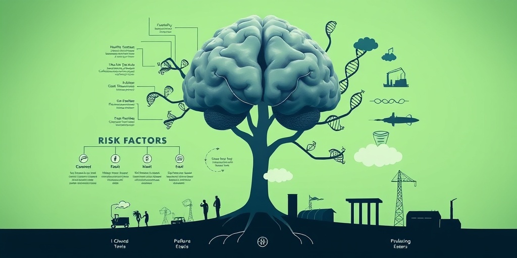 A family tree and genetic markers illustrate the risk factors of Giant Cell Glioblastoma in a calming green setting.3.png