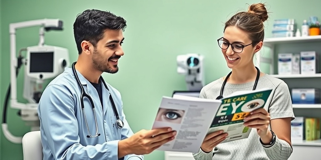 A healthcare professional discusses eye care options with an engaged patient in a modern clinic, fostering trust and reassurance. 4.png