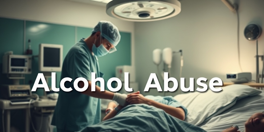 A hospital scene depicting medical staff caring for a patient, highlighting the serious consequences of alcohol misuse. 4.png