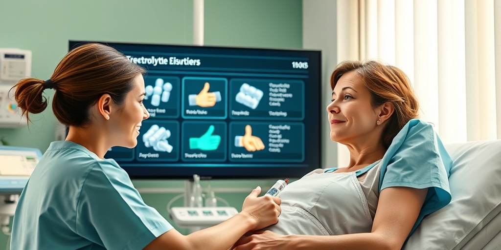 A nurse administering intravenous electrolytes to a patient, highlighting effective treatment options in a soothing healthcare setting. 5.png