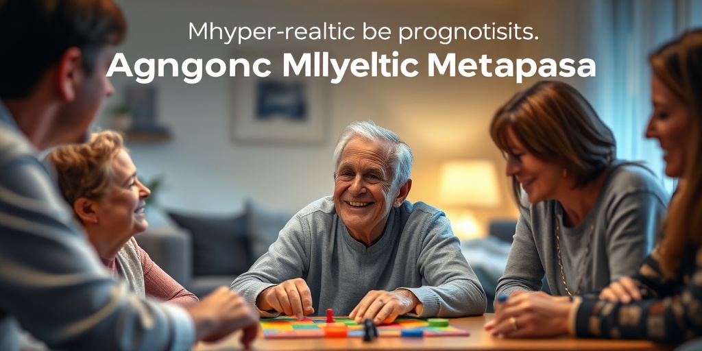 A patient enjoys a joyful moment with loved ones, highlighting support and hope in managing Agnogenic Myeloid Metaplasia.  5.png