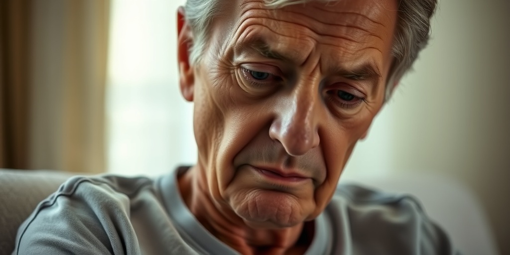 A patient shows fatigue and swelling in a serene setting, expressing concern amidst calming creamy whites and greens.  2.png