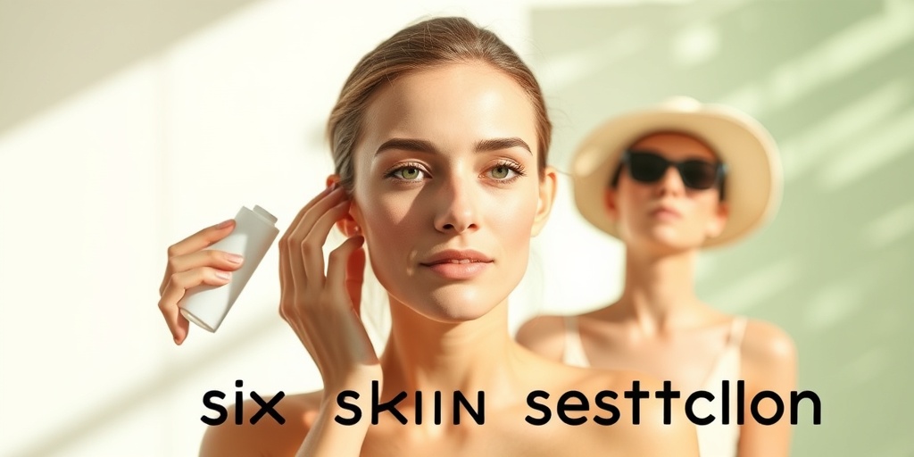 A split image illustrating skin care mistakes, contrasting excessive product use with improper sun protection in a soft green setting.3.png