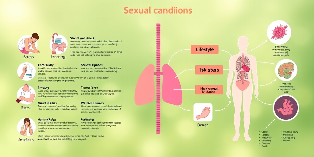A split-screen design highlights lifestyle and biological risk factors for sexual conditions against a soothing green background.  3.png