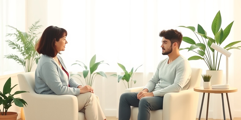 A therapy session scene features a therapist and client engaged in conversation, with a light therapy lamp symbolizing hope.4.png