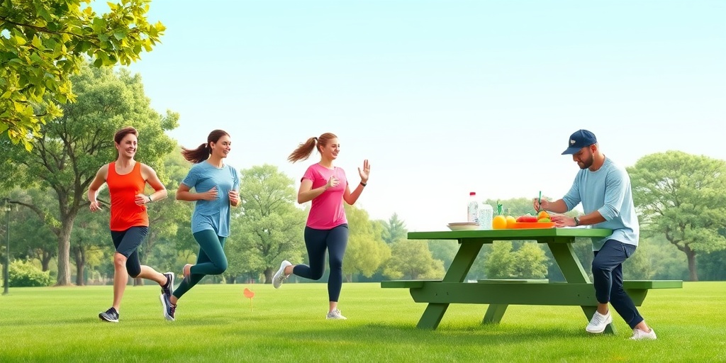 A vibrant park scene showcasing diverse individuals engaging in healthy activities, promoting TIA prevention through lifestyle choices.  5.png