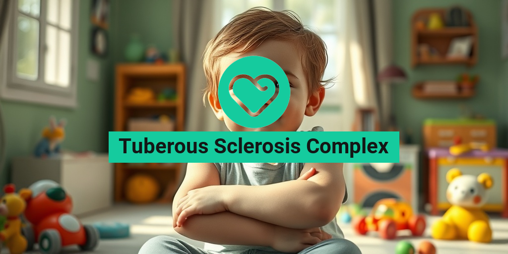 A young child with Tuberous Sclerosis Complex sits in a toy-filled room, radiating hope and resilience. • Yesil Health AI