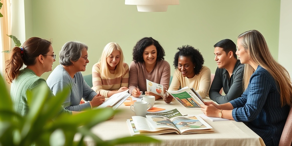 Diverse families gather in a community support group, sharing experiences about Rett Syndrome in a warm and inviting space.  5.png