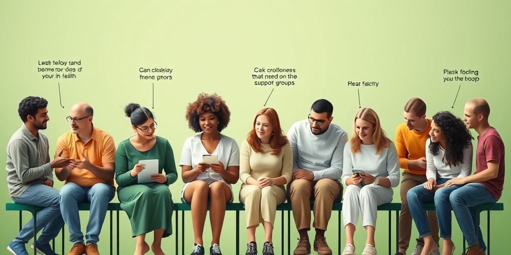 Diverse individuals engage in health discussions, promoting awareness of Tuberous Sclerosis in a supportive, green environment.  3.png