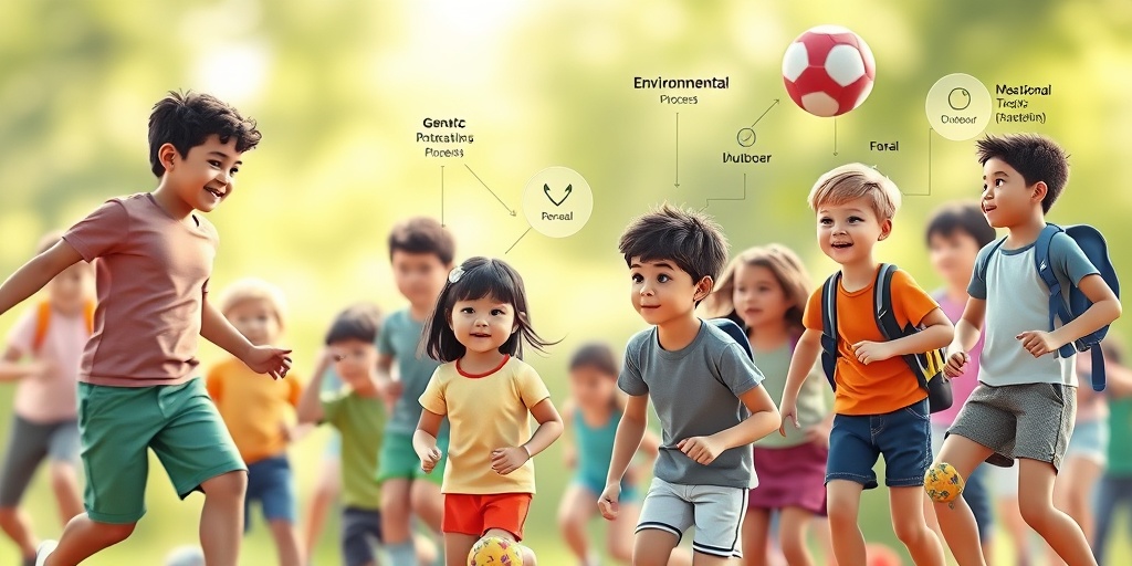 Diverse youth engaged in activities, with visual indicators of Ewing's Tumors risk factors, set in a harmonious green and white background.3.png