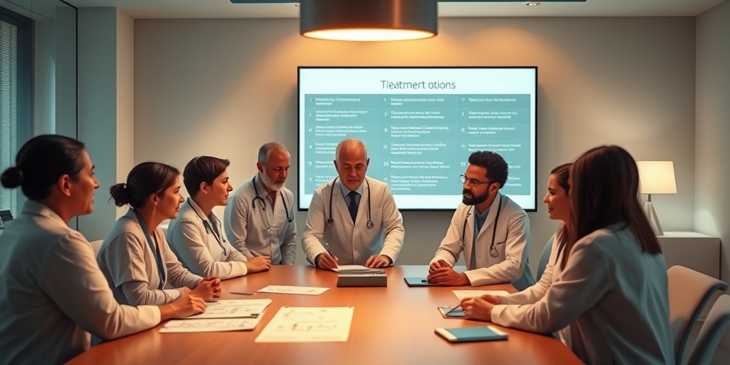 Healthcare professionals collaborate around a table, discussing TIA treatment options in a warm, inviting atmosphere.  4.png