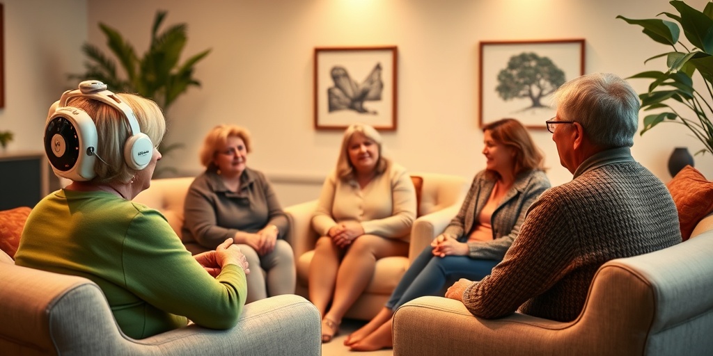 Individuals engage in a supportive group therapy session, sharing experiences and strategies for successful weight management.  4.png