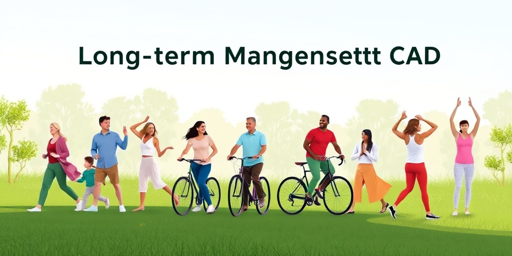 Individuals engage in healthy activities outdoors, showcasing community support for long-term management of Coronary Artery Disease.5.png