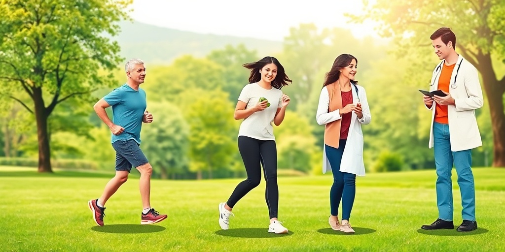 Individuals engage in healthy activities, promoting awareness of Agnogenic Myeloid Metaplasia risk factors in a vibrant park.  3.png