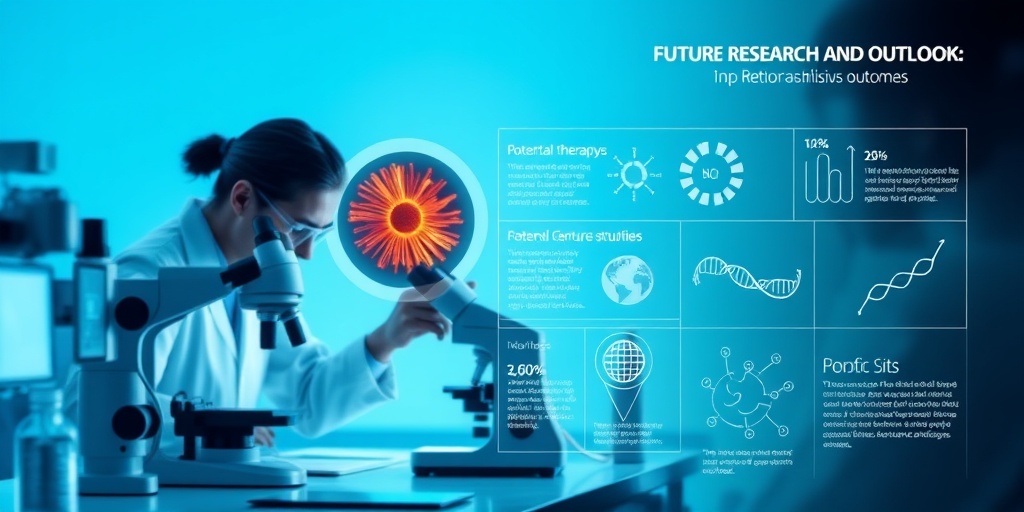 Scientists conduct research in a lab, examining retinal cells, with infographics showcasing future therapies for Retinoschisis treatment.  5.png
