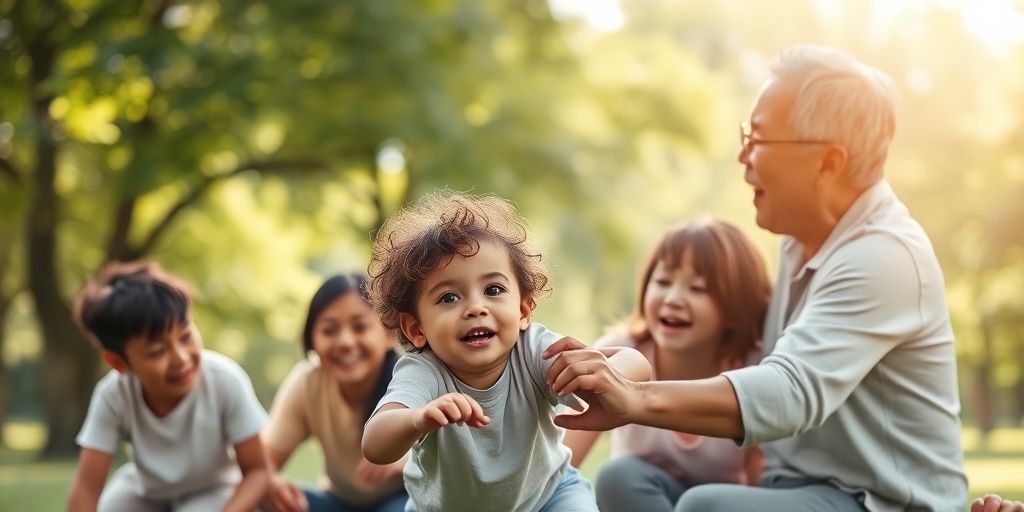 A child with neurofibromatosis plays joyfully with siblings in a supportive family gathering at a park. 5.png