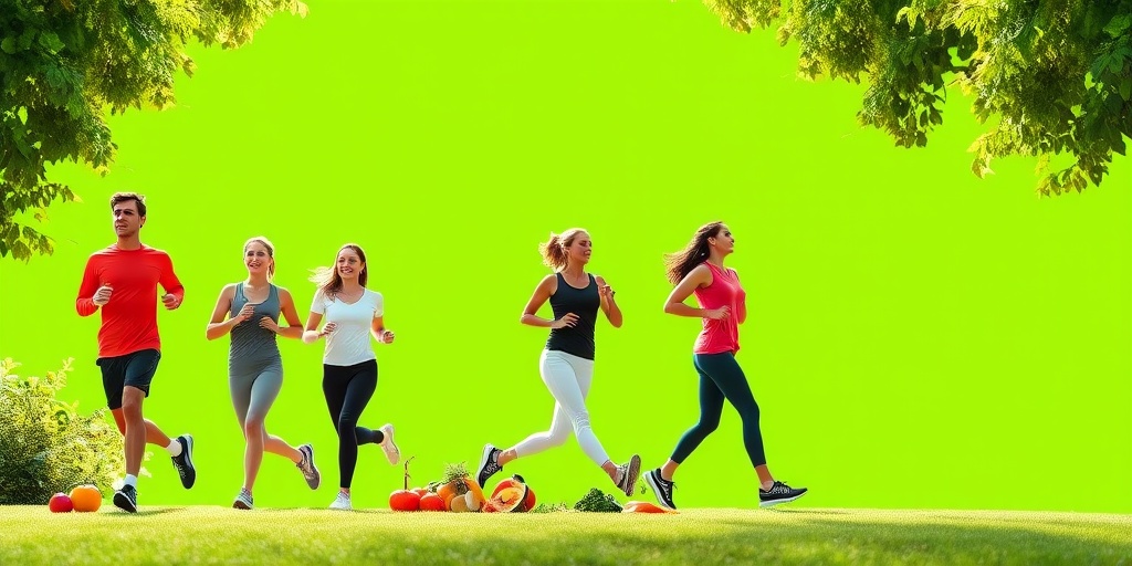 A diverse group engaging in outdoor activities, surrounded by greenery, promoting lung cancer prevention through a healthy lifestyle and diet.  5.png