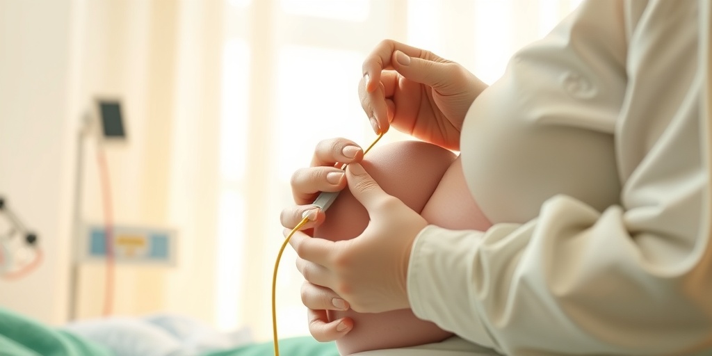 A healthcare professional collects umbilical cord blood in a sterile environment, emphasizing precision and care in the process. 3.png