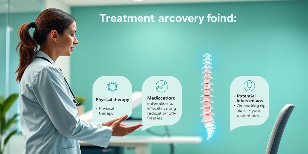 A healthcare professional discusses treatment options for spinal arachnoiditis with a patient in a modern clinic environment.  4.png