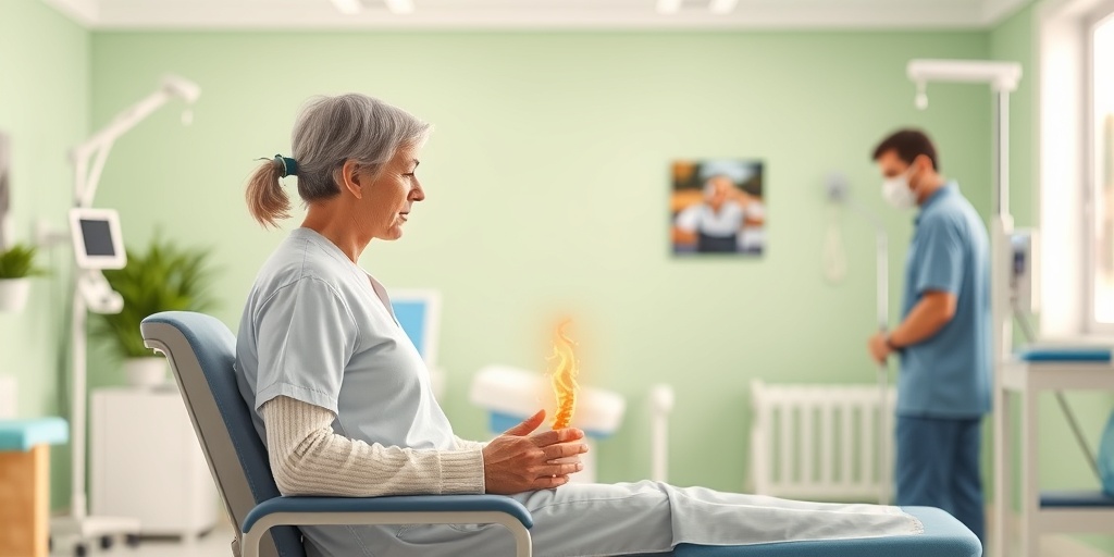 A patient participates in rehabilitation, demonstrating resilience in a bright therapy room filled with supportive equipment.  5.png