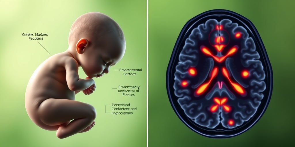 A split-screen image illustrates congenital hydrocephalus causes, featuring a fetus and a brain scan against a soft green background.  3.png