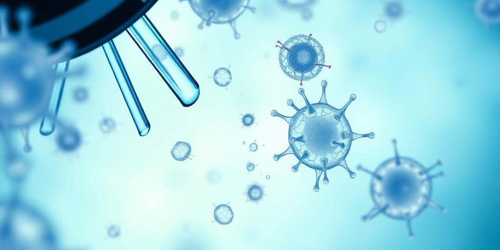 Close-up of LCH cells under a microscope, showcasing unique morphology against a blue-green gradient. 2.png