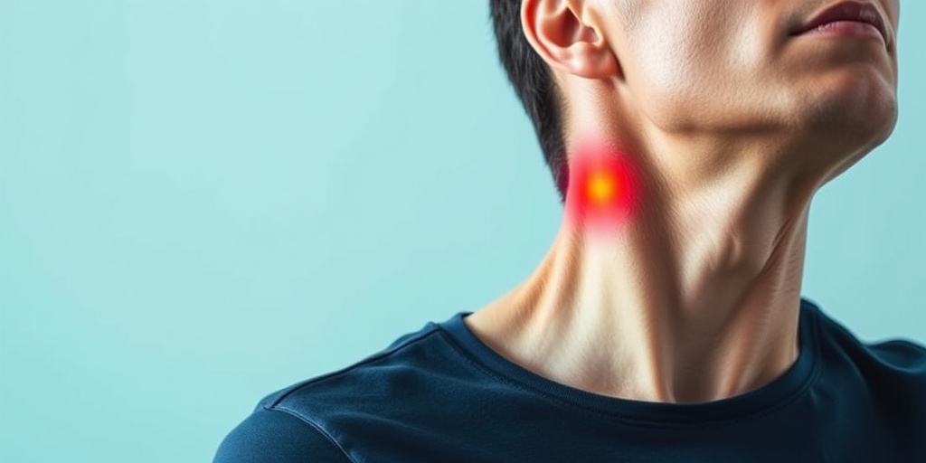 Close-up of a tense neck in a clinical setting, highlighting whiplash symptoms with a concerned expression. 2.png