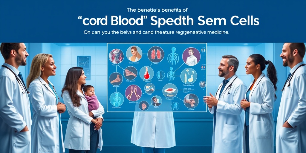 Diverse healthcare professionals discuss cord blood stem cell benefits in a modern facility, highlighting advancements in regenerative medicine. 2.png