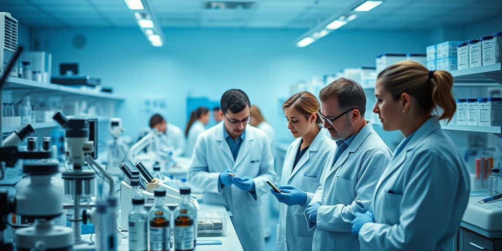 Scientists in a laboratory collaborate on cord blood stem cell research, surrounded by advanced equipment and a focus on innovation. 4.png